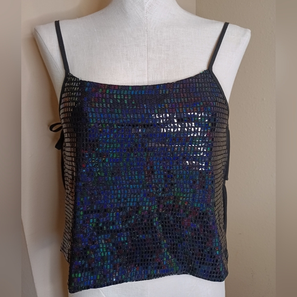 Las Pepas Black Sparkly Side Tie Top One Size - Picture 1 of 10